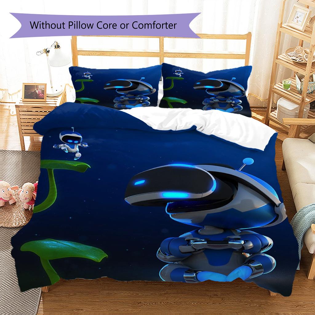 ASTRO BOT Pattern Bedding,Quilt Set Quilt Cover Pillowcase Home Birthday Gift (1 * Duvet Cover + 2 * Pillowcase, Without Core)