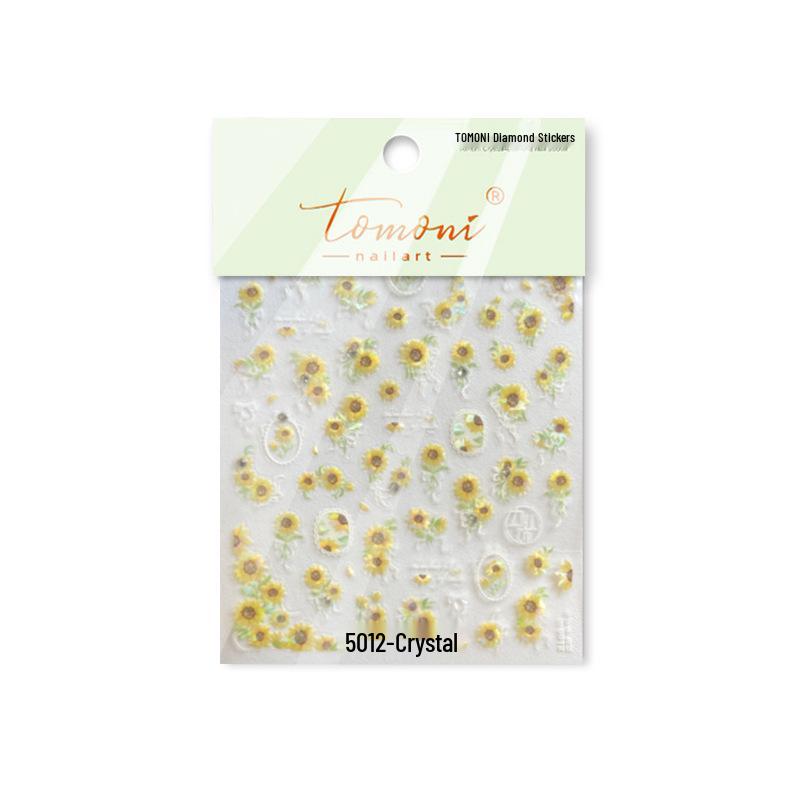 

Tomoni Crystal Diamond Sunflower Retro Nail Stickers - Mixed Styles