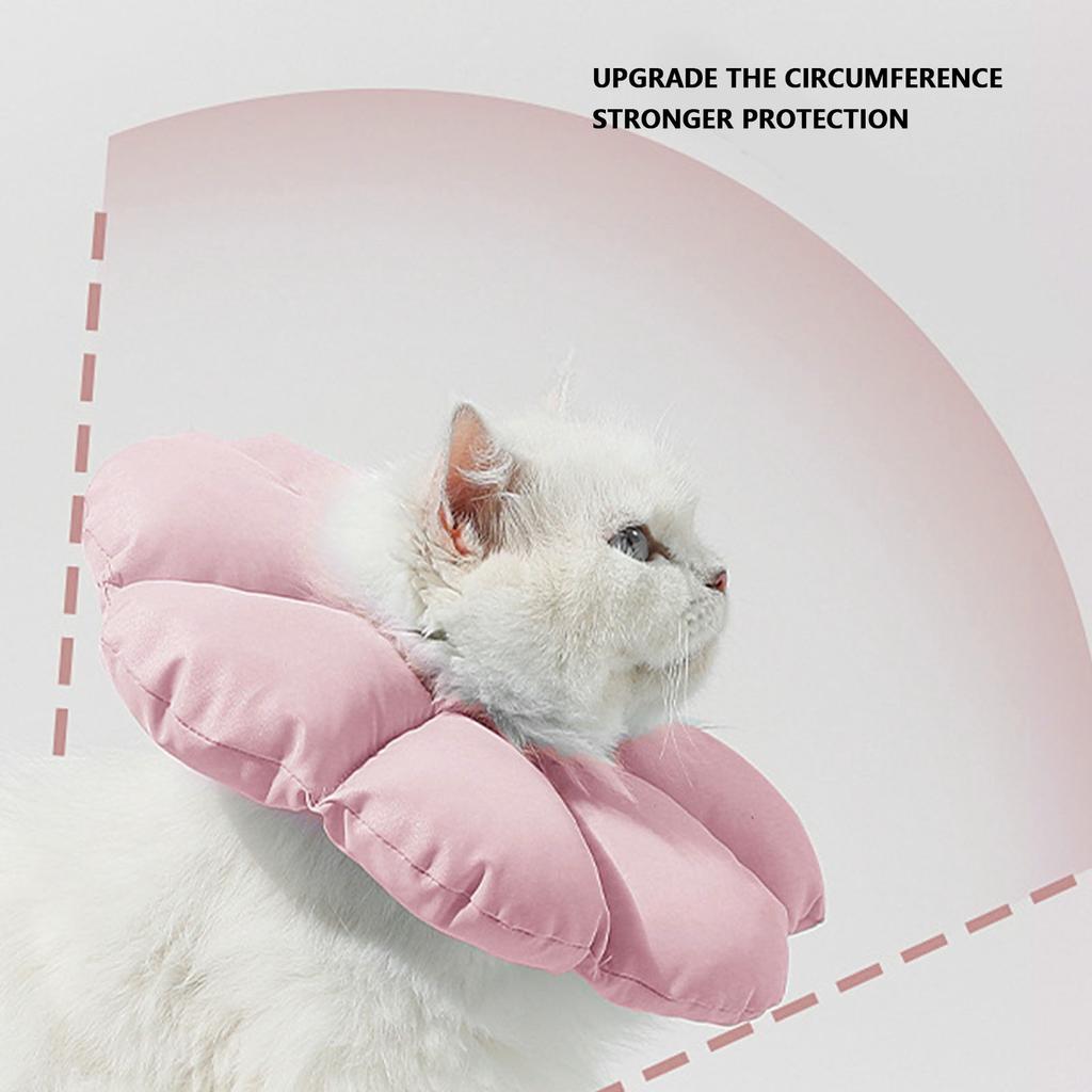 Cute Cat Cone Collar Prevent Licking Wound Waterproofing Adjustable Soft Cat Recovery Collar S Pink