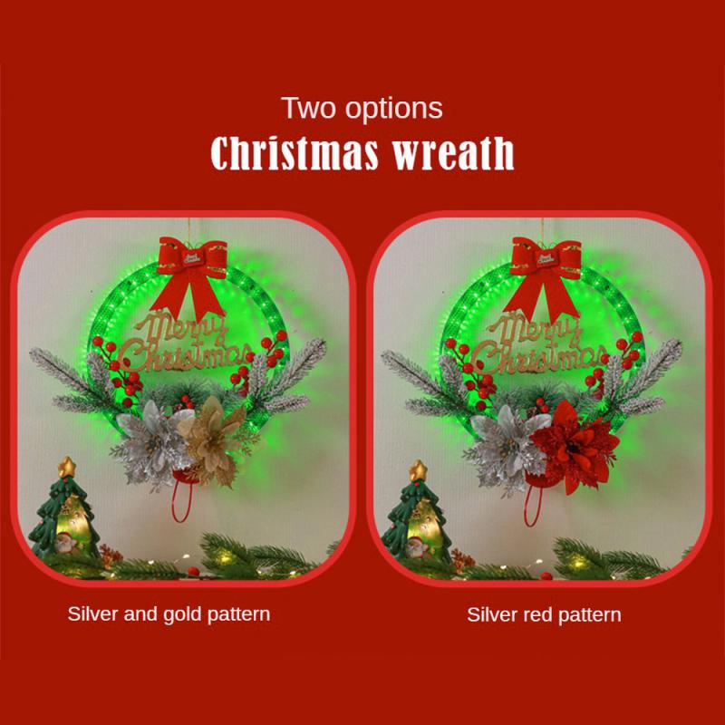 Christmas Wreath Decorations With Led Lights Christmas Led Wreath Front Door Lights Luminous Garland Home Decorative Lights byLi