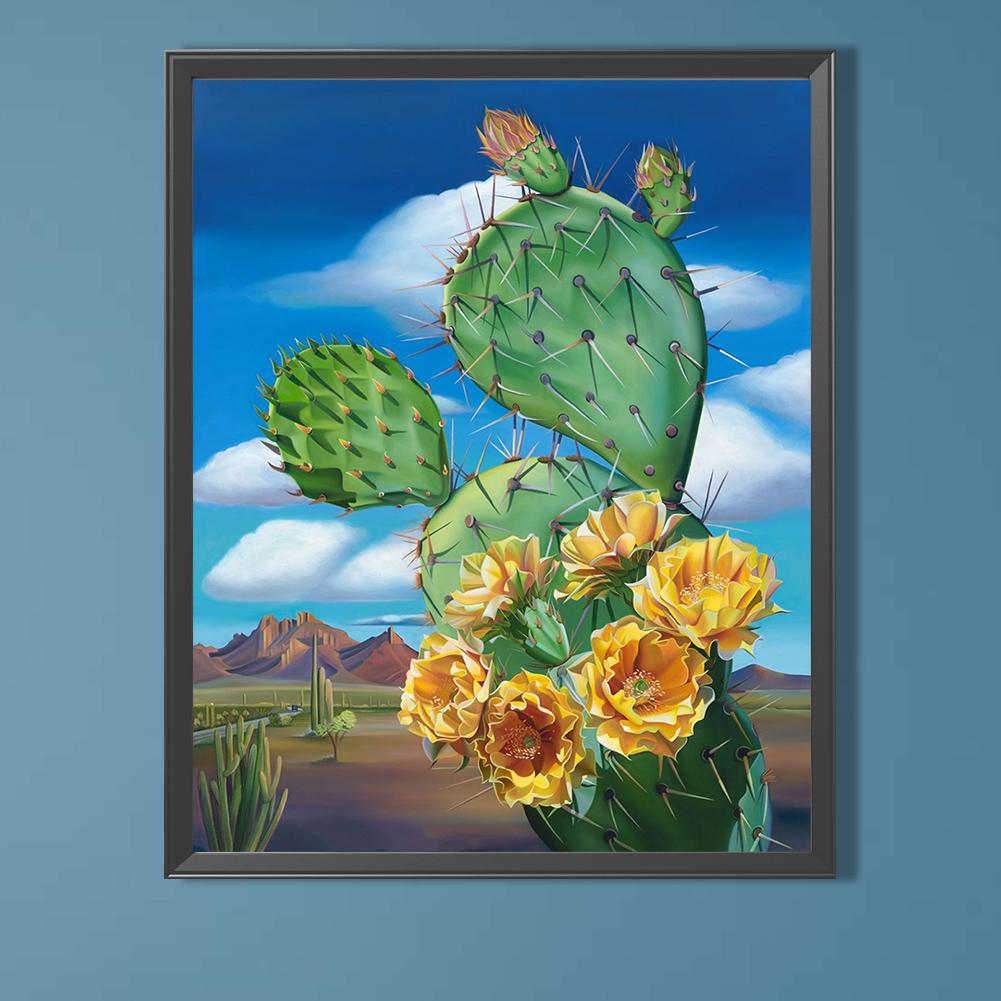 5D DIY Full Round Drill Diamond Painting Cactus Flower Kit Home Decor 40x50cm
