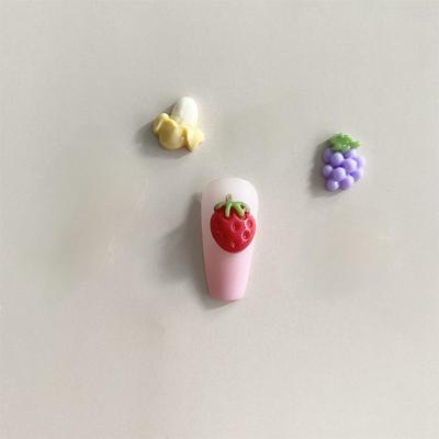 30 Pieces/batch Strawberry Fruit/Grape Resin Flat Back Cabochon Food Art Supplies Decoration Charm Crafts