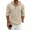 Men's Daily Loose Casual Retro Hooded Henley Long Sleeve T-shirt