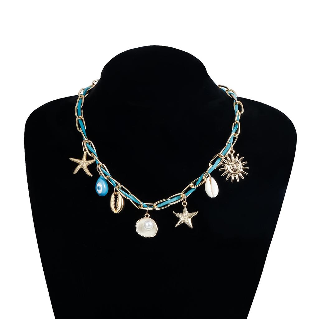 Oceanic Sun Charm Layering Necklace Adjustable Neckchain Lightweight Casual Accessory Perfect For Swimwears Styling
