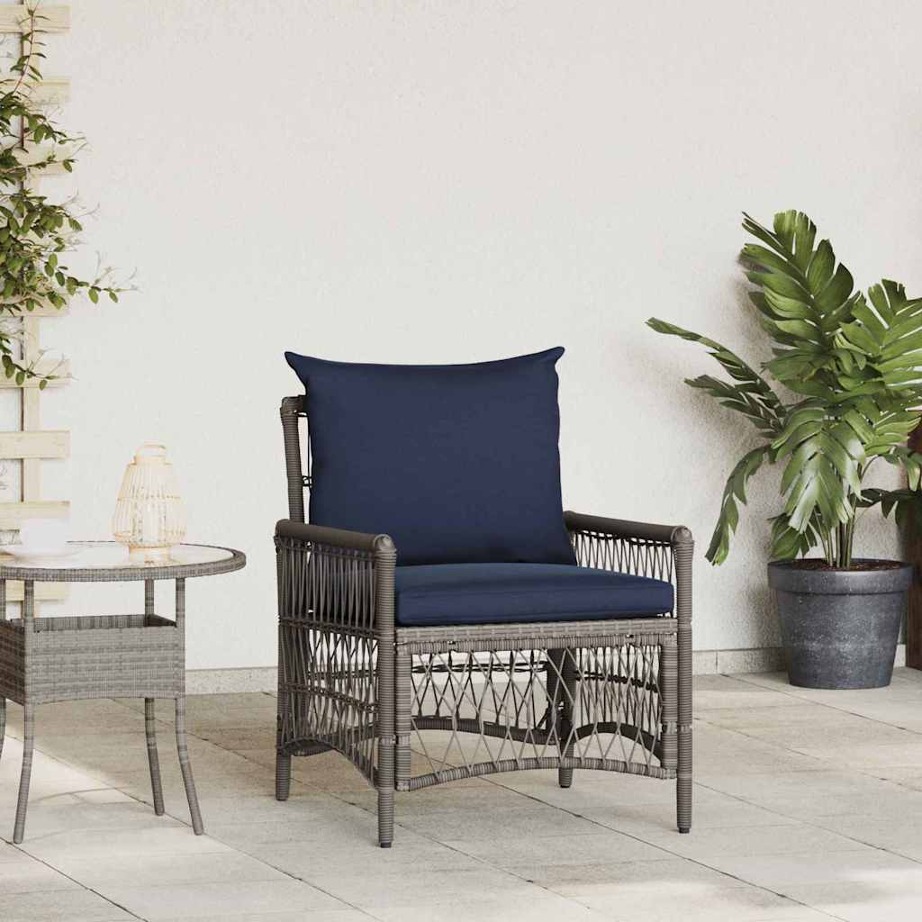 Garden Chair with Cushion Gray 73 x 61 x 77 cm Poly Rattan