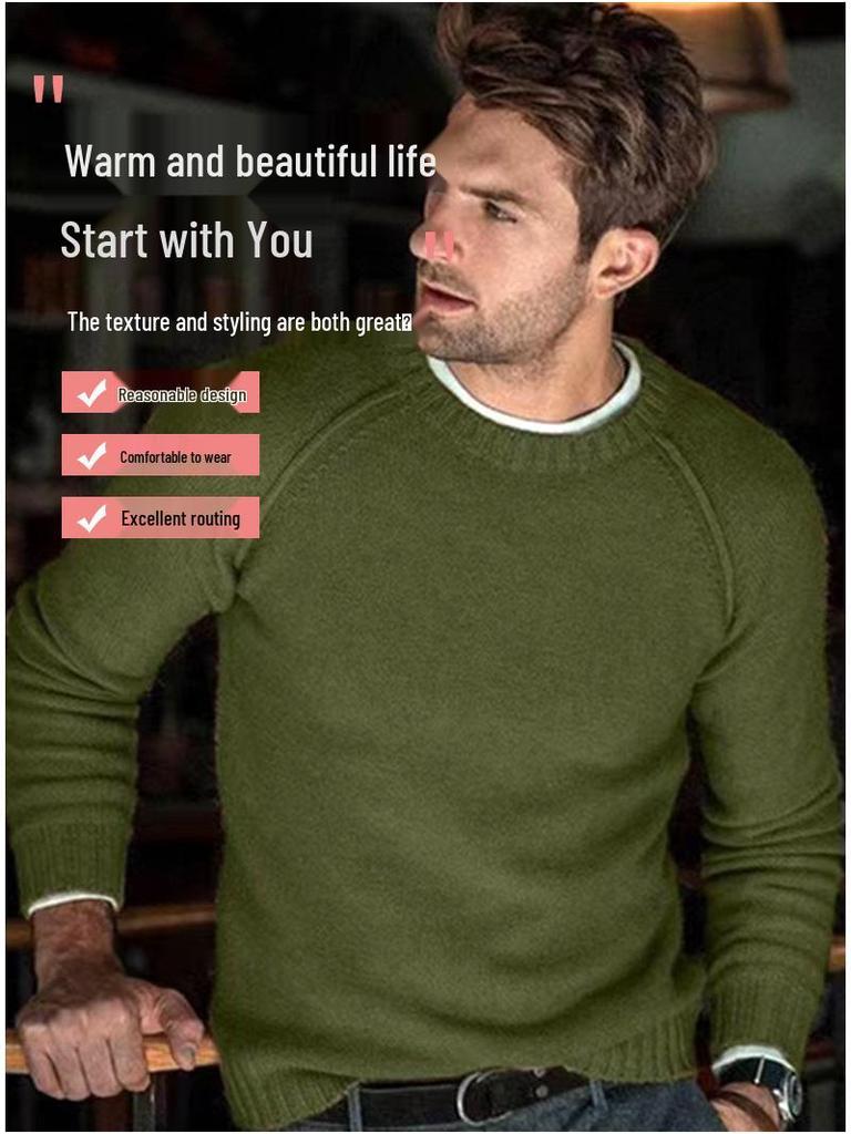 2024 Men's Autumn/Winter Casual Solid Knit Sweater