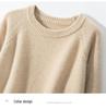 Women's Mid-Length 100% Pure Wool Sweater - Loose Fit, Slit Design, Lazy Style for Autumn and Winter.
