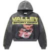 2026 Trendy Unisex Oversized Hoodie With Retro Letter Print Loose Fit Cotton Blend Sweatshirt
