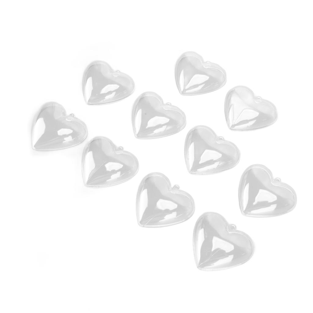 5Pcs Clear Fillable Ball Transparent Heart Shape Plastic Ornaments for DIY Crafts Christmas Tree BirthdayS