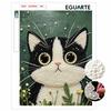 DIY Framed Pearl Bead Art Kit Black White Cat Floral Pattern Sparkling Canvas Painting Relaxing Handmade Craft Home Decor Gift
