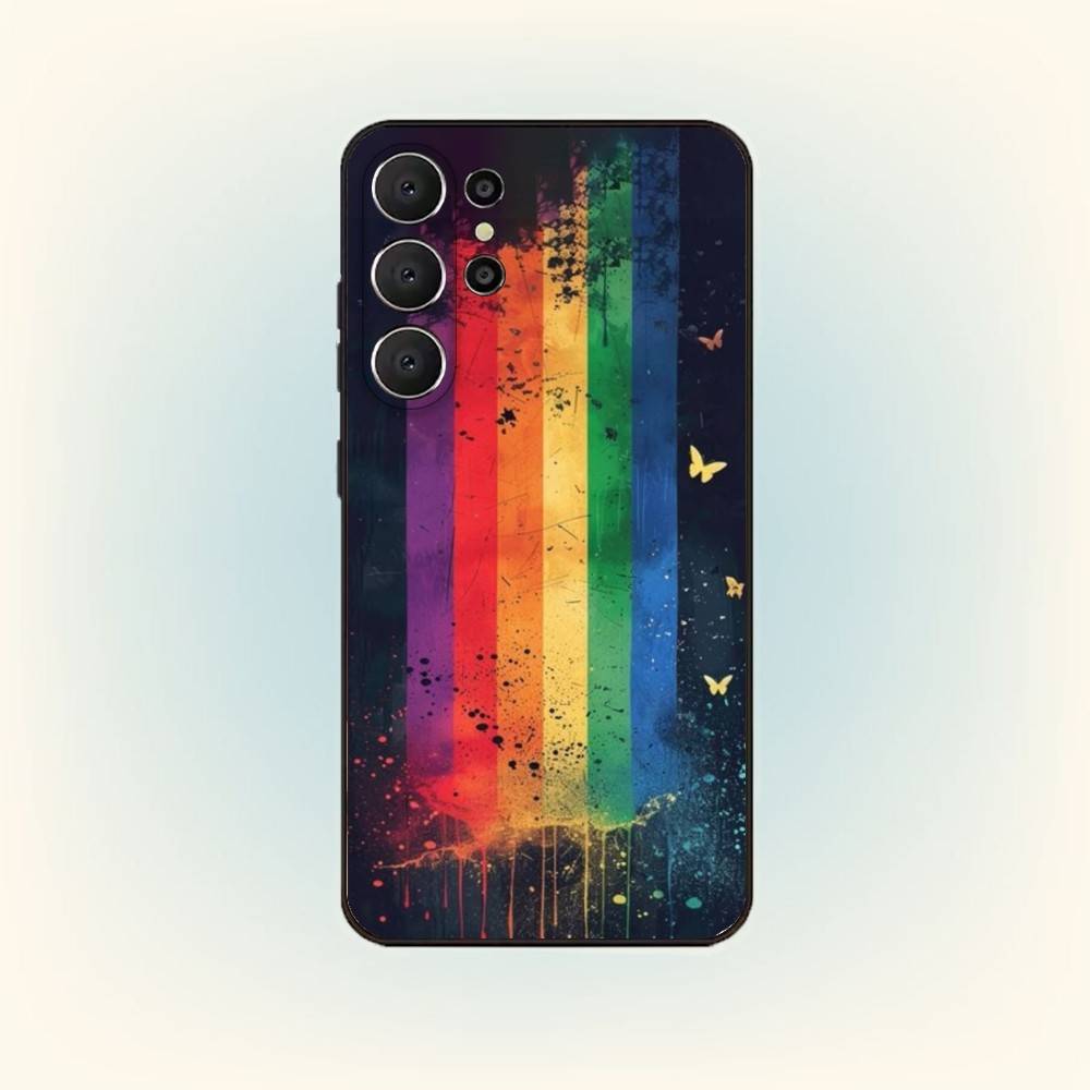 Love Is Love LGBT Rainbow Phone Case For Samsung S26,S25,24,23,22,30,21,10,9,Ultra,Plus,Lite,FE Soft Black Case