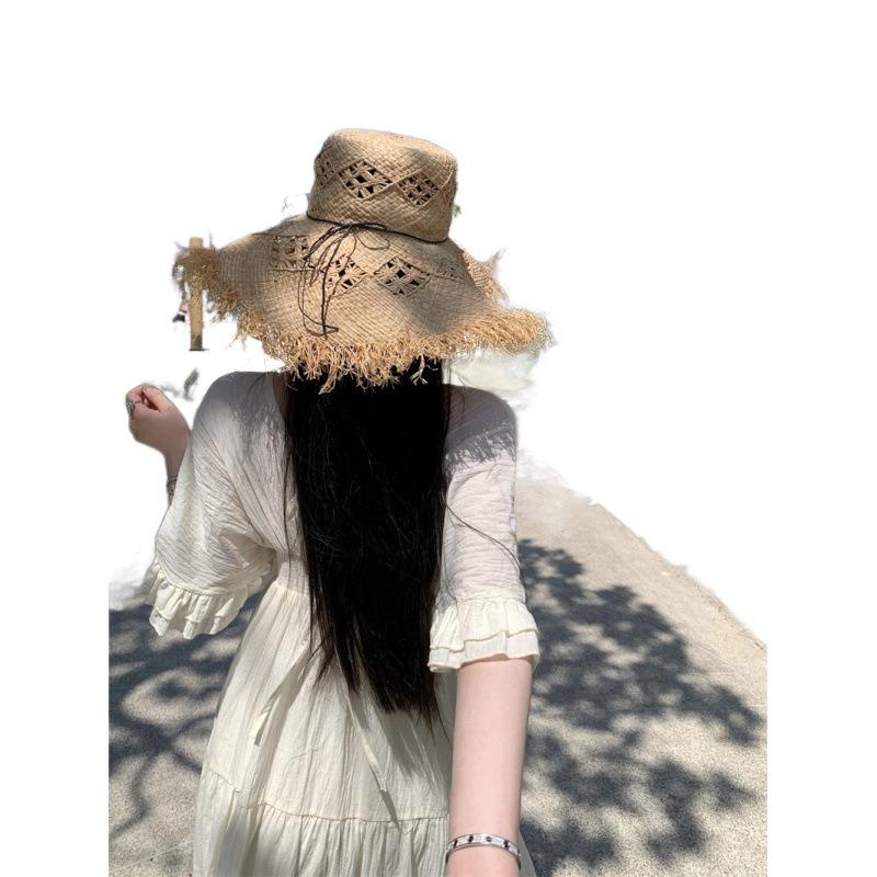 French Retro Mori Collar Halter Ruffle Edge Dress Summer Seaside Vacation Big Swing Dress Long Dress Fairy