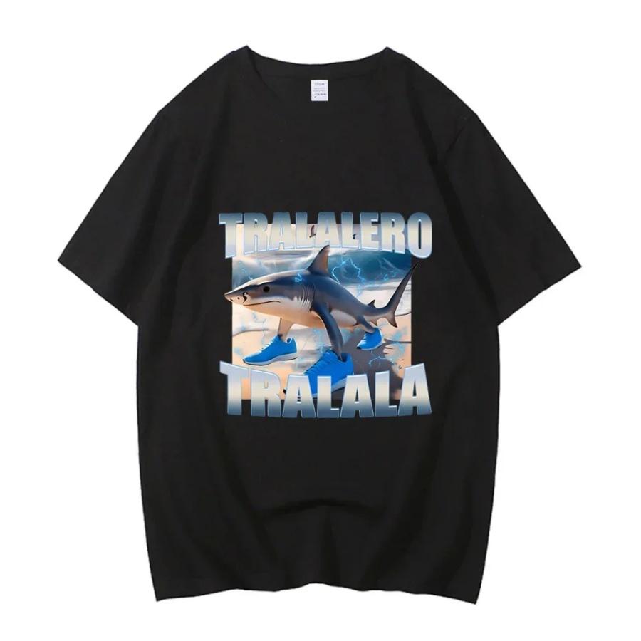 Tralalero Tralala Bootleg Brainrot Italian Brainrot Meme Interesting shark graphic men's high-quality 100% cotton T-shirt