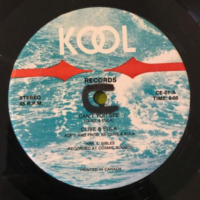 12inch Record CLIVE  EULA  Cant You See CE01 Kool Records Canada Reggae Ska  Dub Used