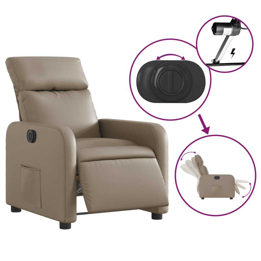 Electric Recliner Chair Cappuccino Brown Faux Leather