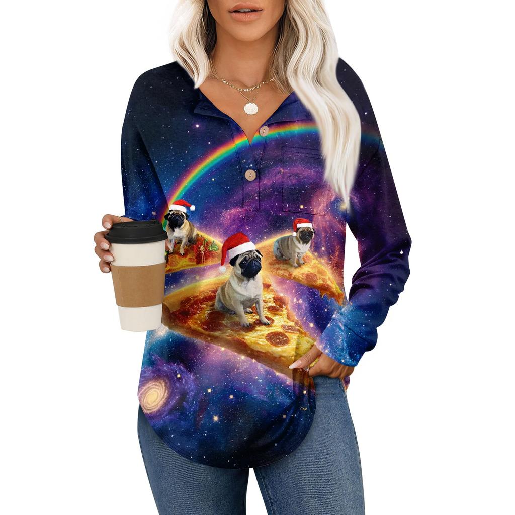 Women's Retro Printed Fashionable Long-sleeved Top