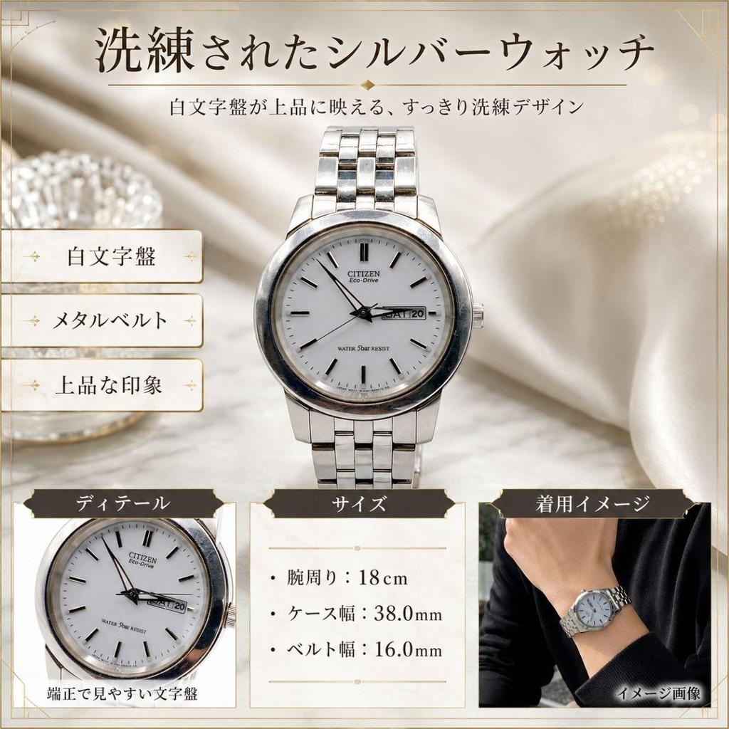 Used 370 CITIZEN Eco-Drive Citizen Eco-Drive Men's Watch Solar Day Date