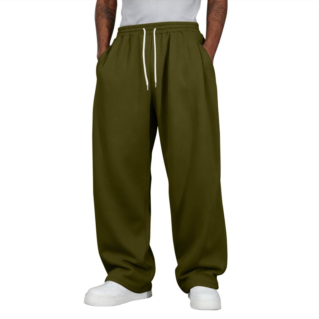 Pantaloni da tuta casual larghi da uomo con elastico in vita e coulisse
