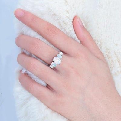 1 Stück weißer Opalring für Frauen, Jahrestag, Verlobungsring, handgefertigter Schmuck, Geschenke für Sie