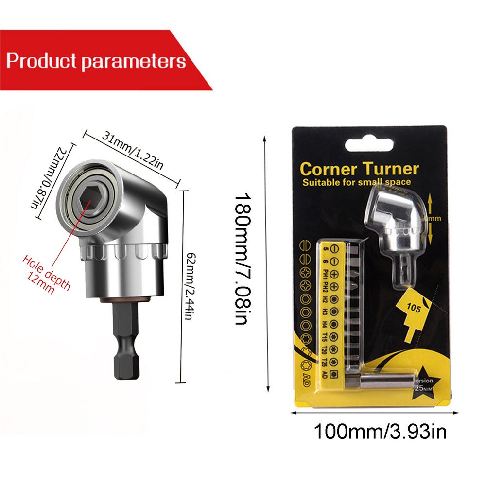 

105 degree drill extension sleeve flexible adapter set screwdriver head angle adapter wrench tool for screwdriver head transfer