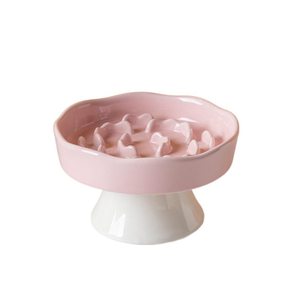 

Multi-use Cat Slow Food Bowl Ceramic Pet Drinking Feeder Pet High Foot Bowl Water Container розовый