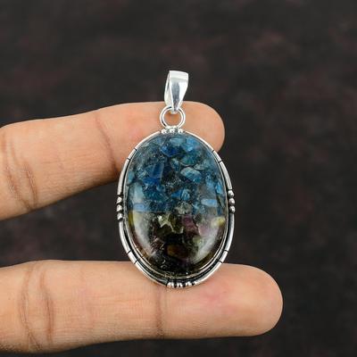 Ciondolo tormalina anguria in rame Ciondolo pietra portafortuna Ciondolo in pietra preziosa Gioielli Ciondolo in argento sterling 925 Gioielli delicati fatti a mano Regalo per la madre