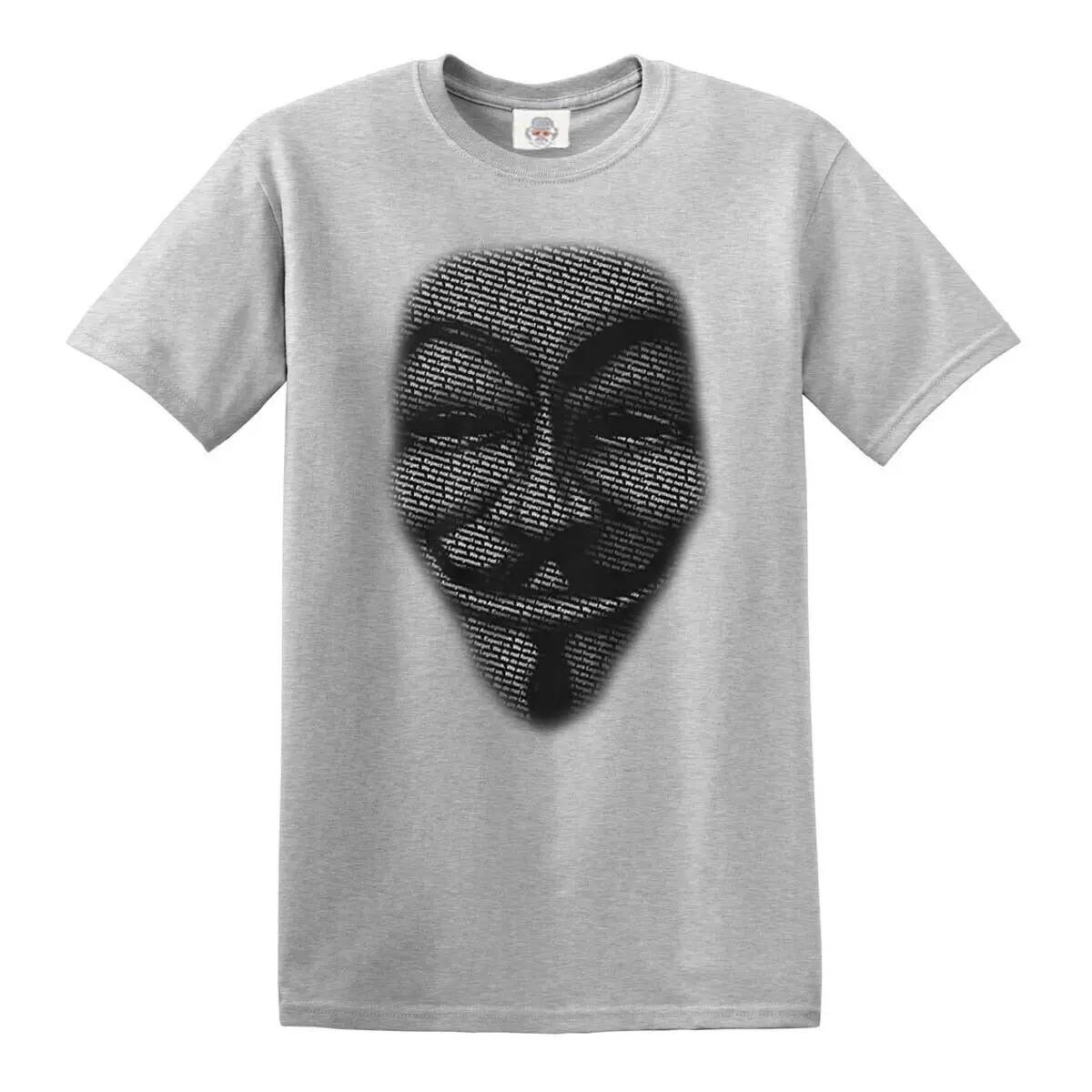 V for Vendetta Cool Design Anonymous Mask TShirt 100 Cotton ONeck Short Sleeve Summer Casual Unisexs Tshirt Streetwear S