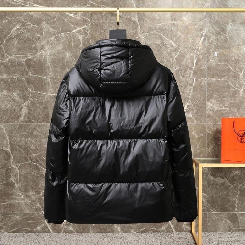 Men's Black Hooded Down Jacket - Thick, Warm, and Short, Made from White Goose Down