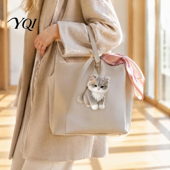 Soft Stuffed Animal for Kids Plush Simulation Cat Doll Keychain, Skin Friendly Washable Kitten Pendant, Plushie Bag Charm Backpacks And Keys