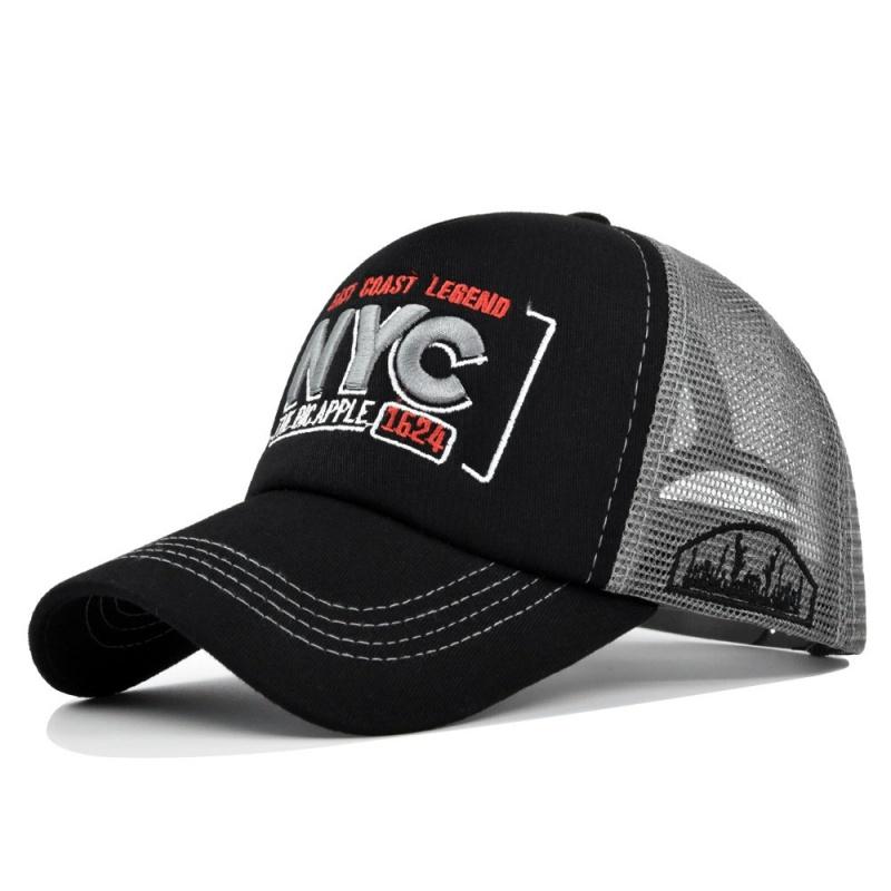 New Style 3D Embroidery Men Women Baseball Cap NYC Mesh Breathable Sunshade Snapback Patchwork Couples Travel Sun Visor Hats