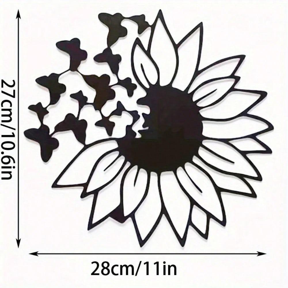 Outdoor Metal Wall Art Decor, Sunflower Butterfly Garden Sculpture for Home, Farmhouse, Patio, Rustproof