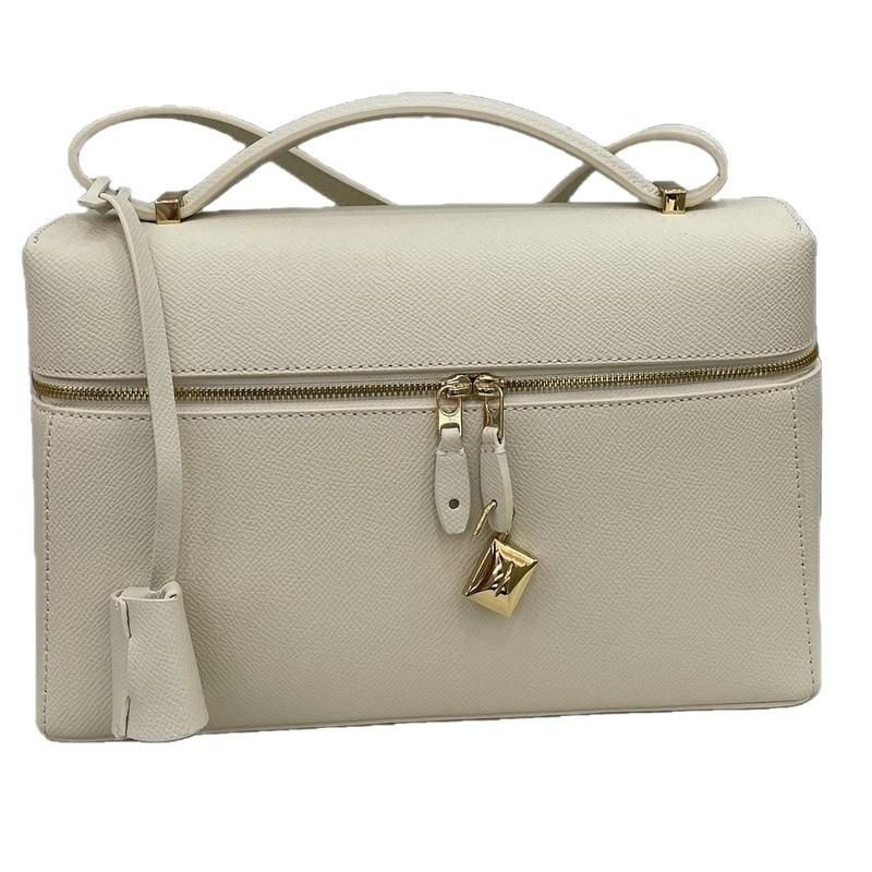 New retro leather cowhide box bag lunch box bag casual large capacity portable shoulder women's bag