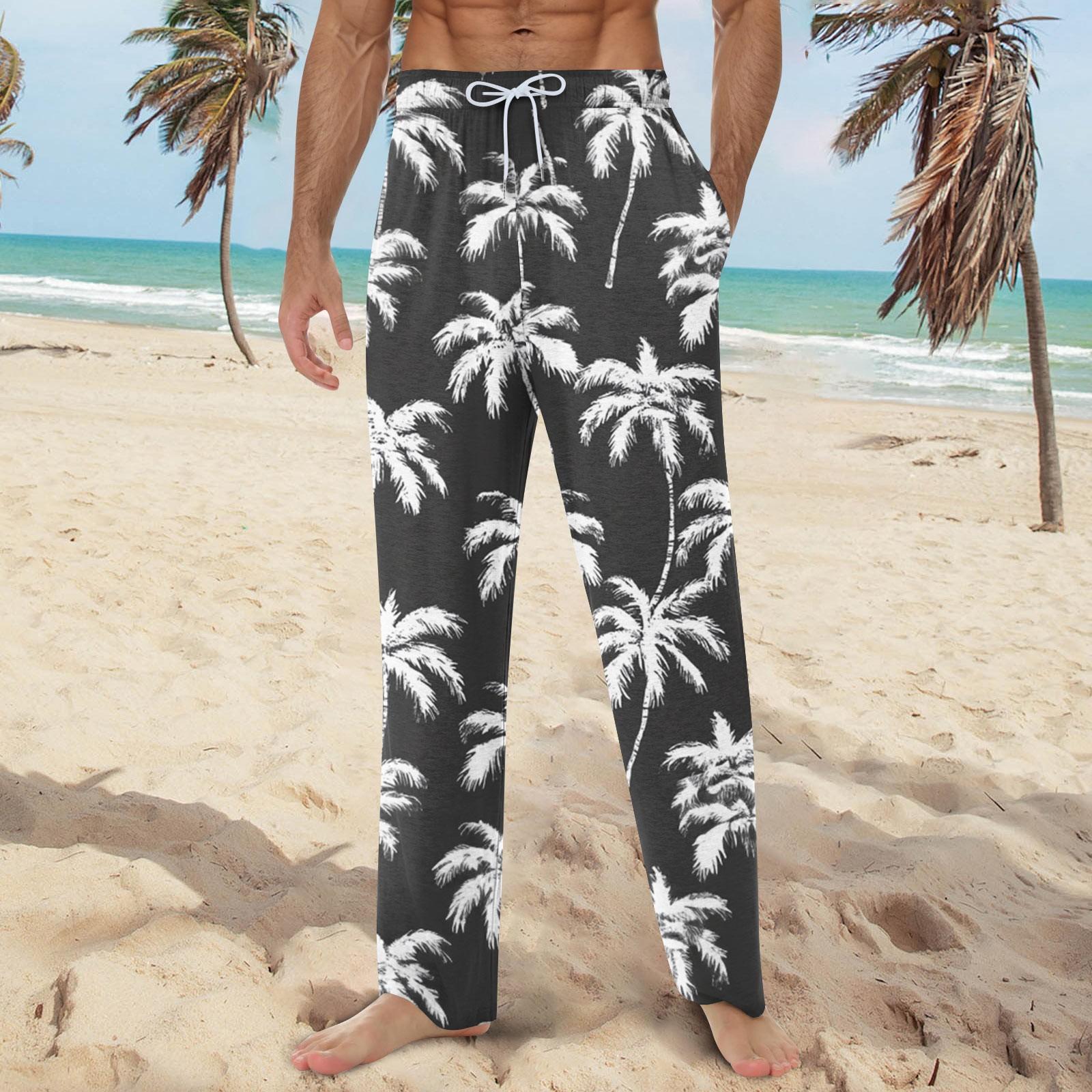 

Мужские мягкие домашние пижамные штаны с гавайским принтом, повседневные спортивные штаны с завязками XXXXXL