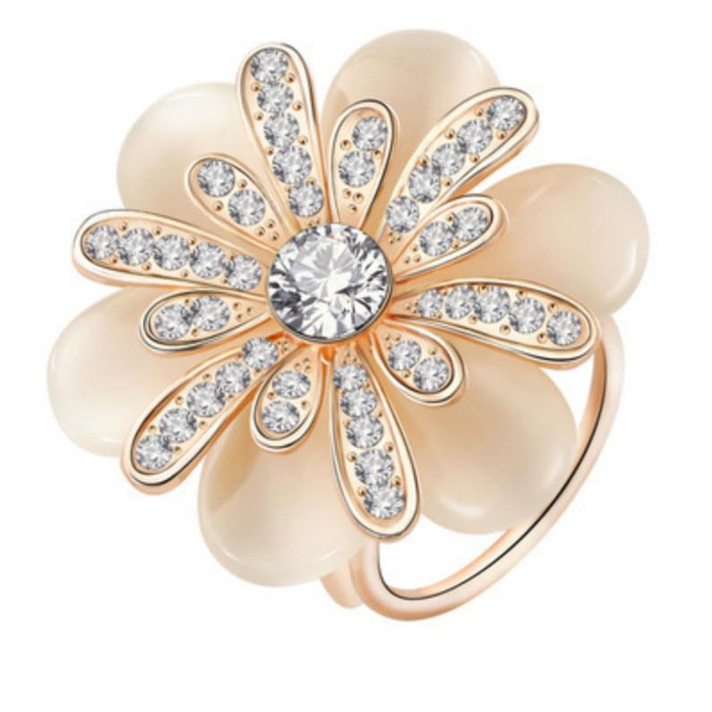 

Elegant Alloy Flower Brooch With Rhinestones And Pearls Fashionable Women s Pin Flower