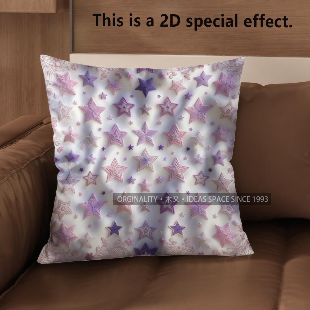 2D Pastel Starry Aesthetic Throw Pillow Covers** Pattern Cushion Cover Suitable For Sofa Bedroom Car Pillow Cover