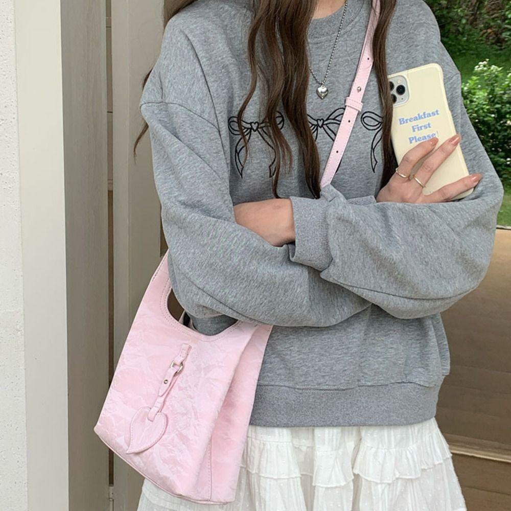 Korean Style Love Handbag Elegant Shoulder Bag Trendy Women Bucket Bag  Outdoor