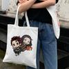 Demon Slayer Japan Anime Kimetsu No Yaiba Kamado Tanjirou Kabelky Taška cez rameno Nákupná kabelka Vysokokapacitná dámska plátená taška