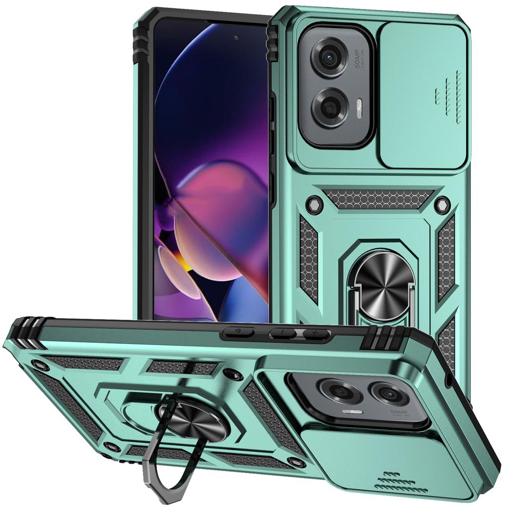For Motorola Moto G Stylus 5G (2024) Case Ring Kickstand PC+TPU Phone Protector with Slide Camera Cover