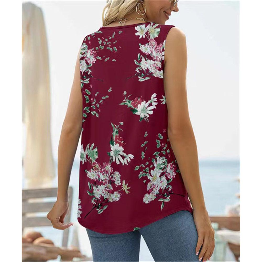 Summer Tank Tops for Women Loose Fit Pleated Square Neck Sleeveless Tops Curved Hem Flowy Tops