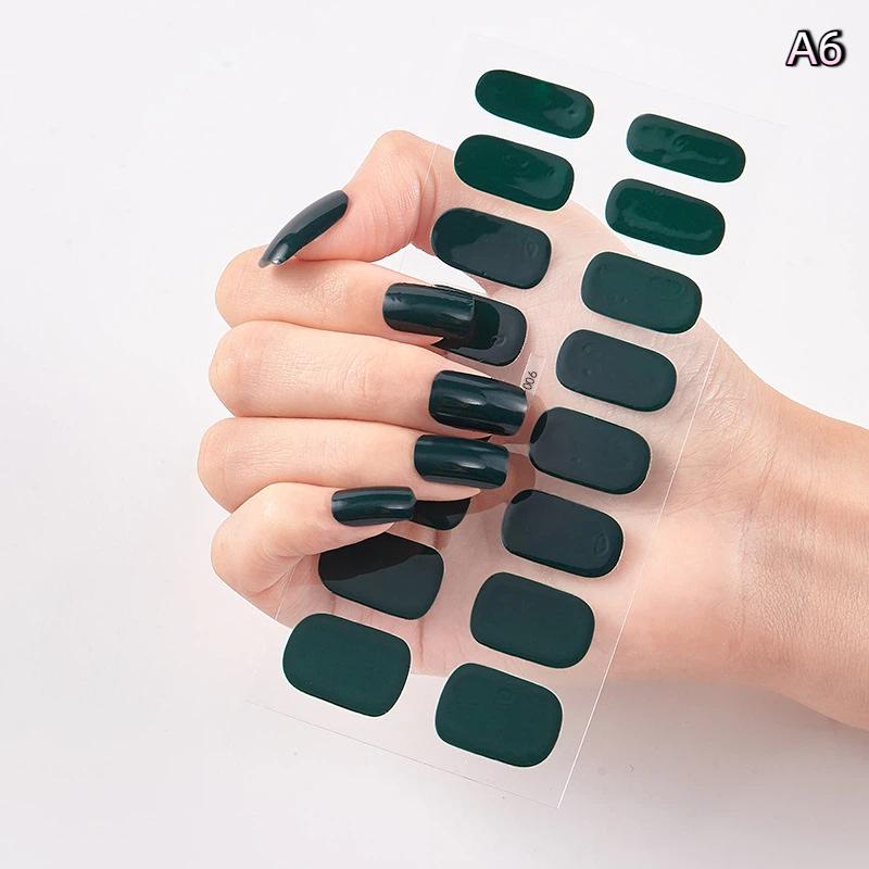 16 Piezas/Hoja Uñas Color Sólido Simple Ultradelgadas Impermeables Pegatinas para Uñas Firmes No Fáciles de Caer Larga Duración Extensión Arte de Uñas