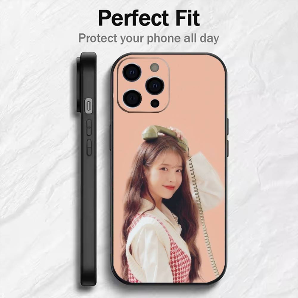 I-U J-Ji-eun Lee-e Printing Phone Case For iPhone17,16,15,14,13,12 Plus,Max Soft Silicone Black Cover