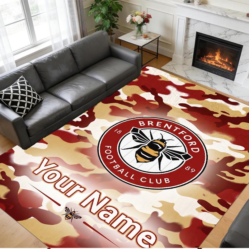 Crystal Velvet Rug Custom Name Text, Soft Non Slip Floor Mat Home DecorBrentford Football