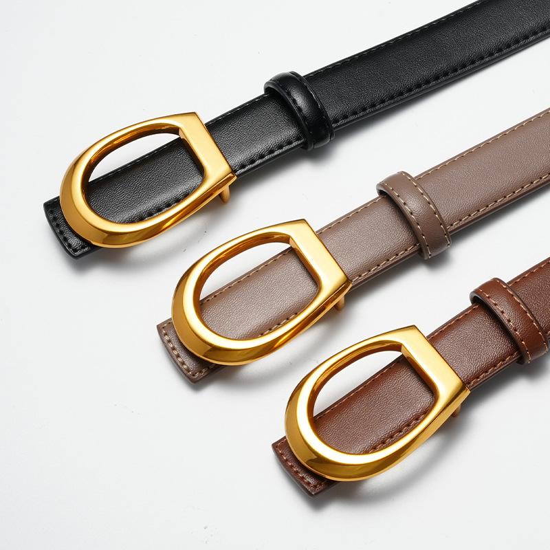 Genuine Leather Belt for Women's Thin Belt Decoration with Dress Thin Belt Small Fragrance Style Waist Chain Retro Belt Waist Decoration