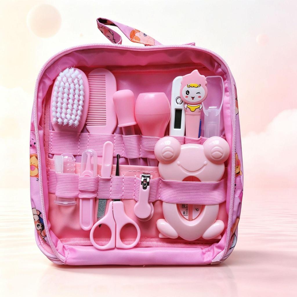 Cloth Baby 13piece Set Care Bag Nasal Aspirator Nail Clipper Cartoon Design Daily Cleaning Essentials