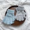 Simple and Solid Color Winter Outdoor Warm Five Fingered Soft and Glutinous Cold Proof Gloves for Boys and Girls