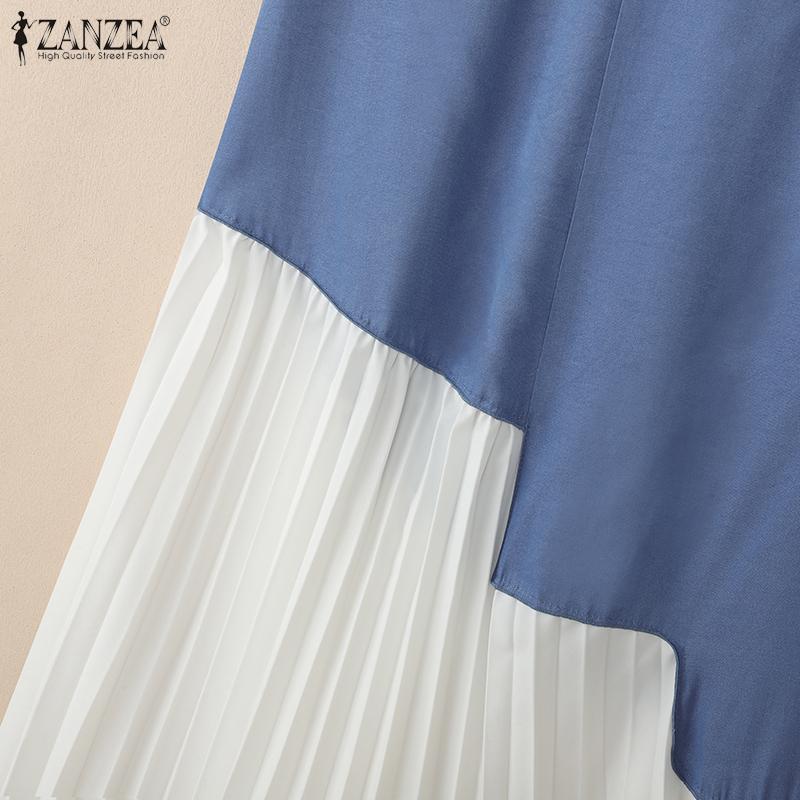 ZANZEA Womens Casual Patchwork Loose Midi Skirts