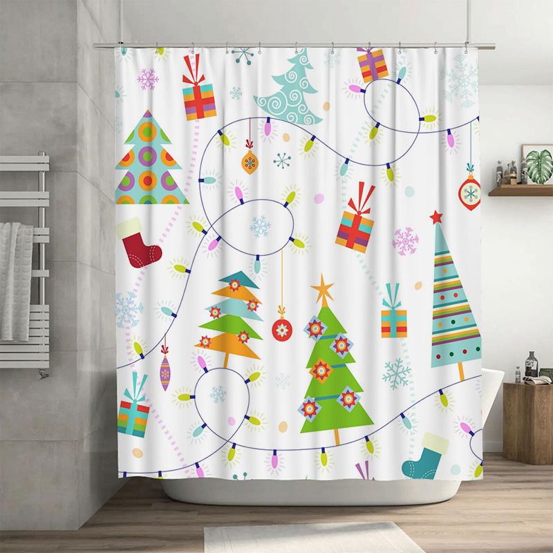 

Tu Charming Shower Curtain Set Waterproof Modern Farmhouse Bathroom Decor Holiday Festive Pattern Fabric Backdrop W60H190(CM)-1 Pcs