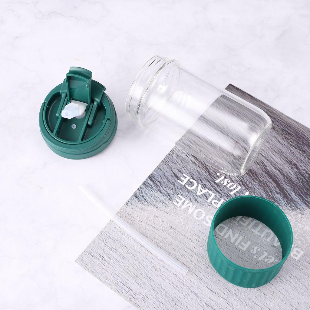 Double drink glass straw cup cute high value water cup women portable accompanying coffee cup gift cup