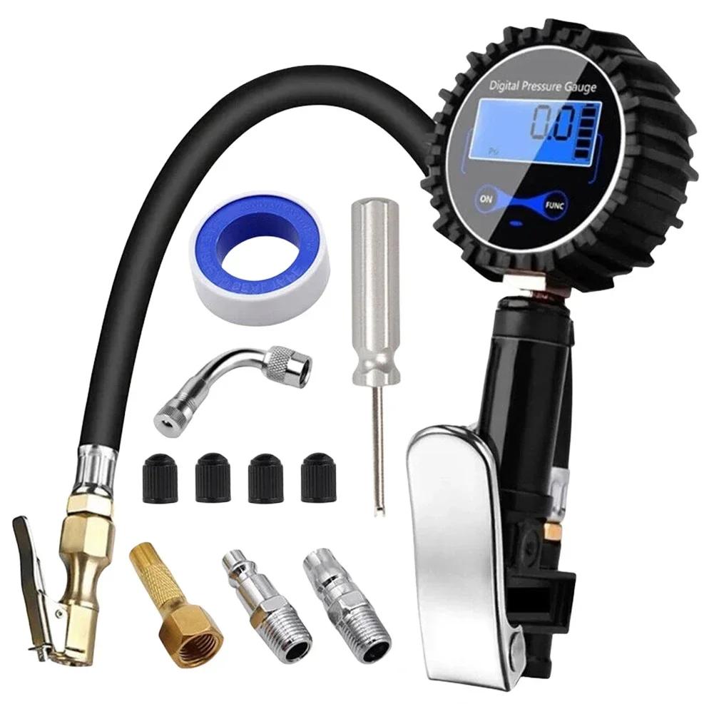

For Motorcycle Bike Car Digital Tire Pressure Gauge Air Inflator Aluminum Alloy LCD Digital Test Inflation Monitoring