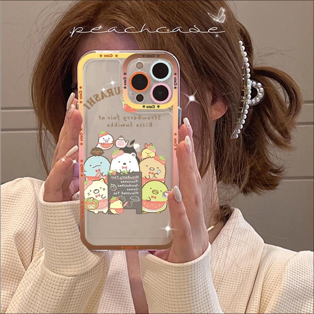 Custodia per telefono Kawaii sumikko gurashi per iPhone 13 14 Pro Max XS XR 12 11 Pro 13 Mini 6 7 8 Plus Copertura posteriore morbida trasparente